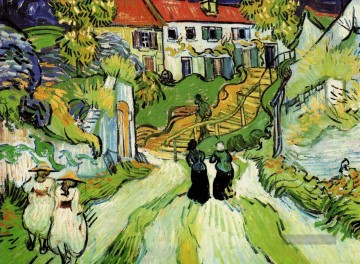 Dorf Straße und Schritte in Auvers mit Zahlen Vincent van Gogh Ölgemälde